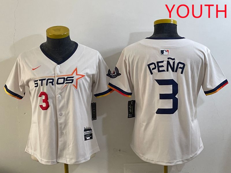 Youth Houston Astros 3 Pena Cream Three generations Joint Name 2025 Nike MLB Jersey style 13